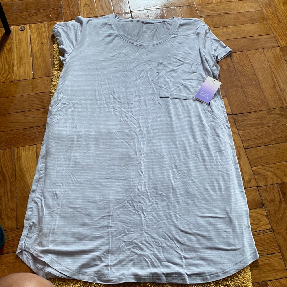 Grey and white stripped night gown
